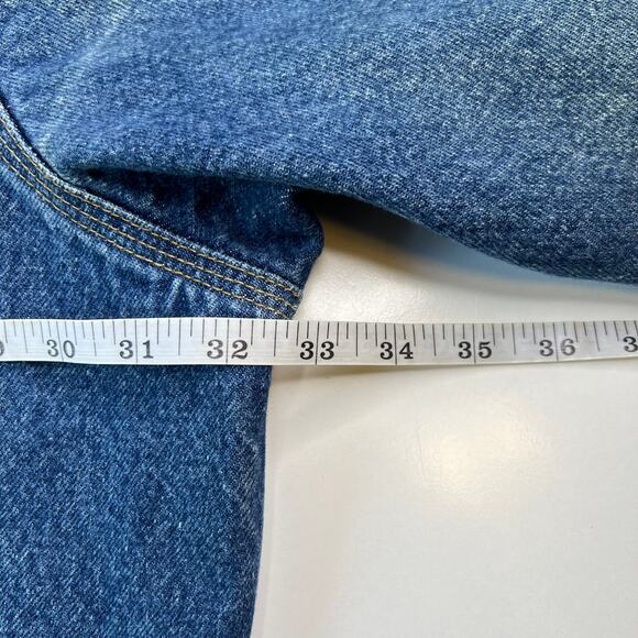 Carhartt Men Trucker Jacket Logo Patch Lined Blue Denim Distressed Size 3XL Tall - Picture 10 of 14